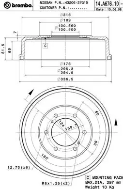 Bęben hamulcowy BREMBO 14.A676.10 4320637G10 Szybka dostawa